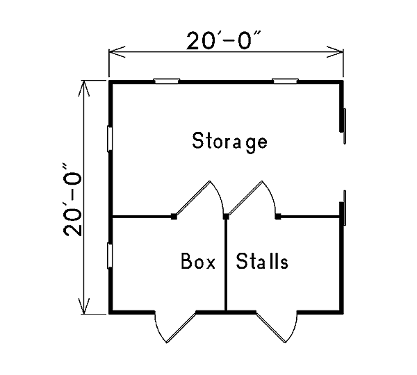 Horse Barn 2 Stall Plan 85952